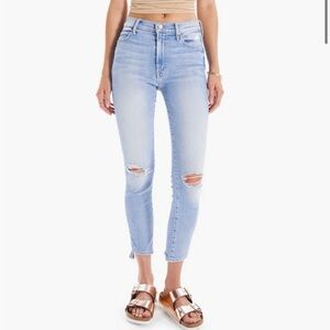 Mother Jeans Stunner Zip Ankle Step Chew Denim Sz 25